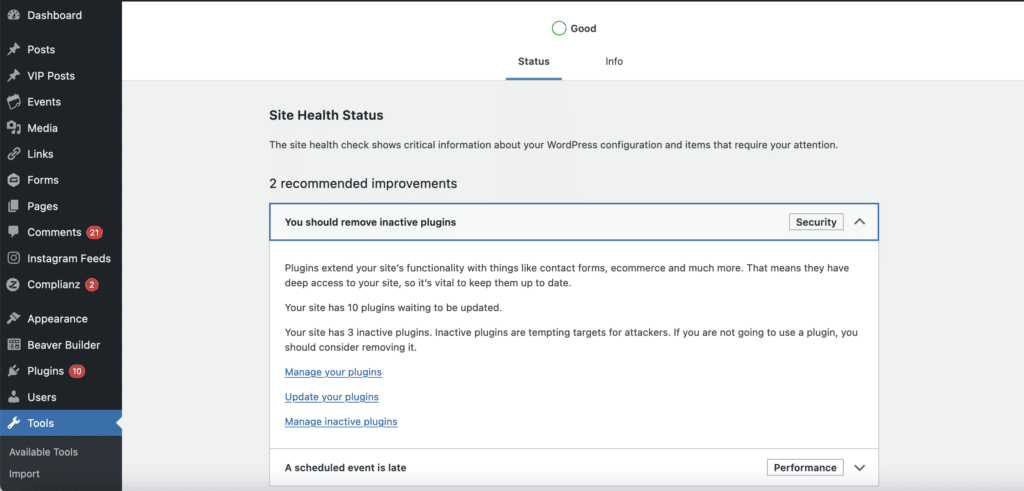 Find Site Health Check